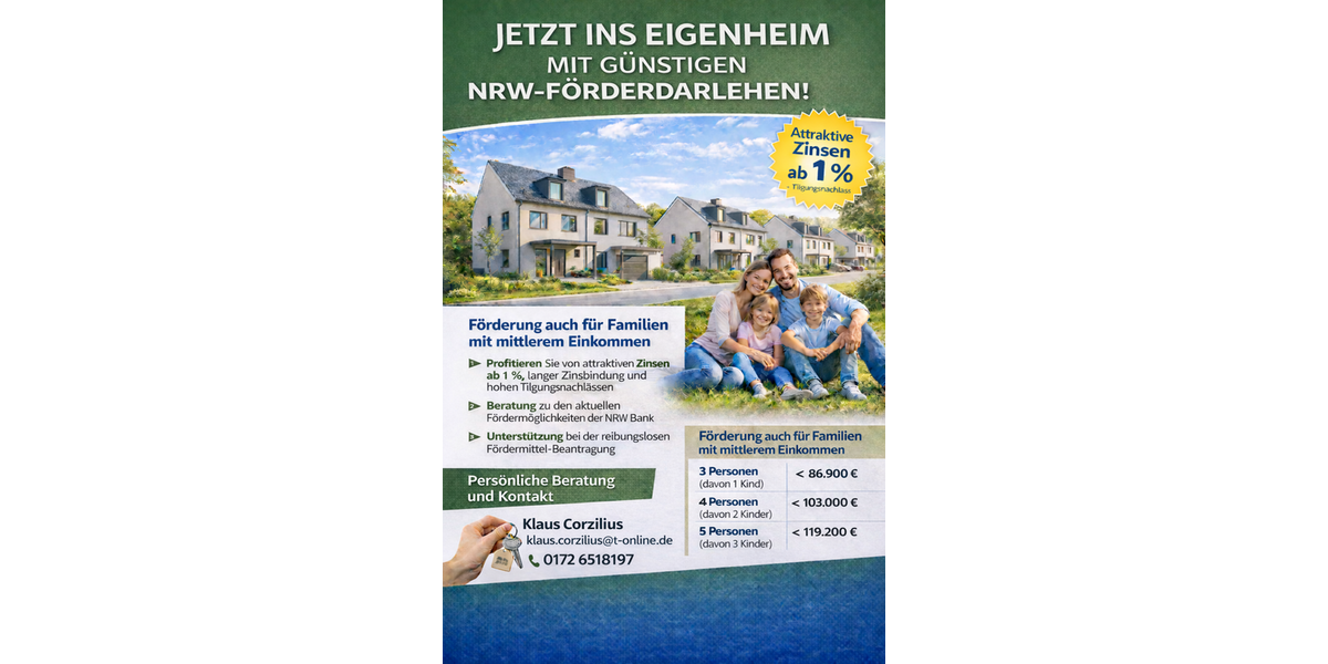 Förderungsprojekt Grundstück für Einfamilienhaus für Familien mit Kindern (DHH) Essen-Werden - Grundstück Essen Werden | Angebot:25569677