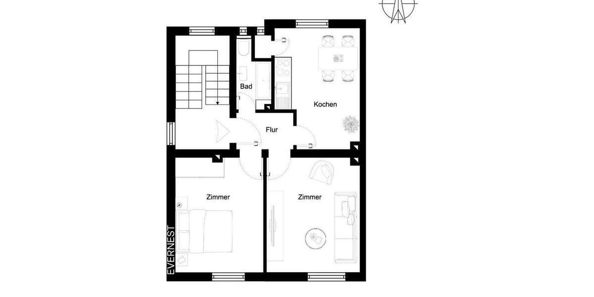 Etagenwohnung Essen Bochold - 2 Zimmer, 60 m&sup2;, 99.000&euro; | Angebot:25302273