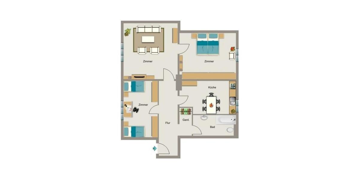 Erdgeschoßwohnung Duisburg Hamborn - 3.5 Zimmer, 69 m&sup2;, 385&euro; | Angebot:26343776