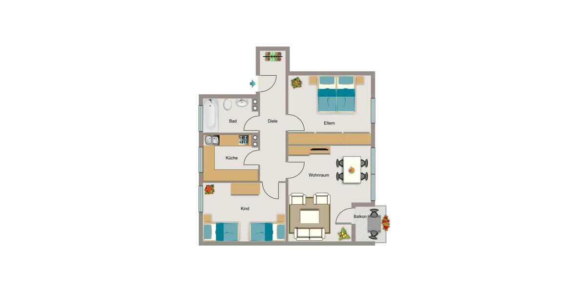 Etagenwohnung Moers Rheinkamp - 3.5 Zimmer, 65 m&sup2;, 494&euro; | Angebot:26065650