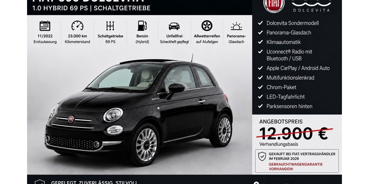 Fiat 500 23.000 km 11.299 &euro; Oberhausen 46145