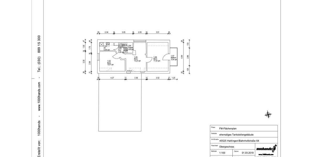 Gewerbeobjekt Hattingen - 3 Zimmer, 110 m&sup2;, 980&euro; | Angebot:24746907