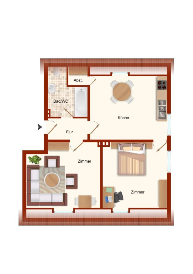 Provisionsfrei* Mit Gartenteil + Stellplatz! Gemütl. DG-Wo, sofort bezugsfrei! 2.5 zimmer