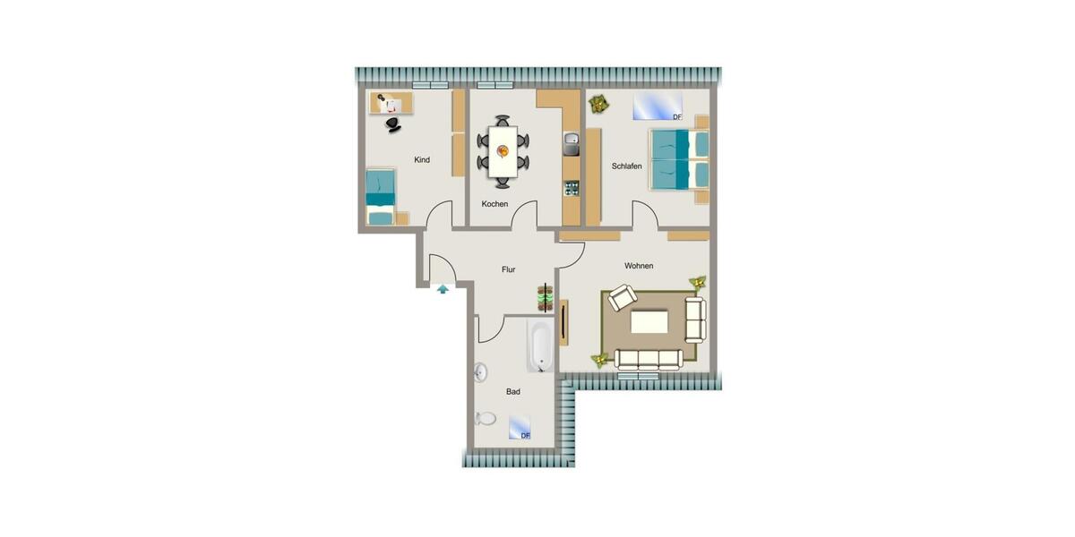 Dachgeschoßwohnung Duisburg Hamborn - 3.5 Zimmer, 69 m&sup2;, 459&euro; | Angebot:26433788