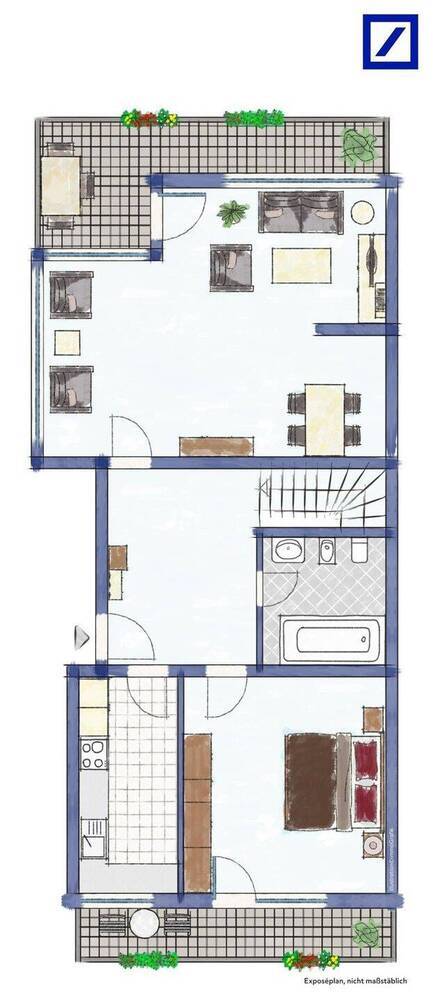 ECHT FAMILIENTAUGLICH - 5- Zimmer Erdgeschoss-Maisonette mit Balkon, Loggia + Terrasse