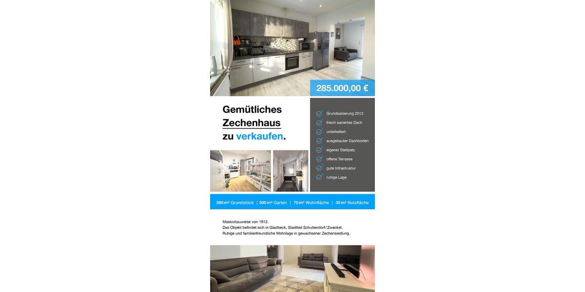 Reihenhaus Gladbeck Alt-Rentfort - 5 Zimmer, 70 m&sup2;, 285.000&euro; | Angebot:24742653