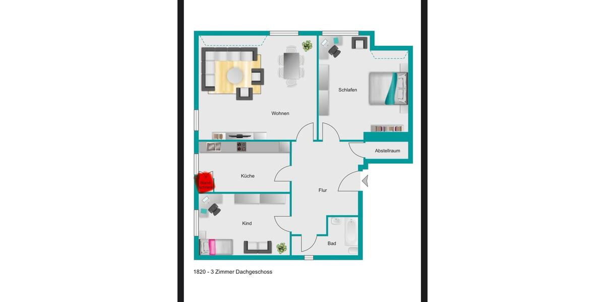 Dachgeschoßwohnung Duisburg Angerhausen - 3 Zimmer, 72 m&sup2;, 800&euro; | Angebot:26358153