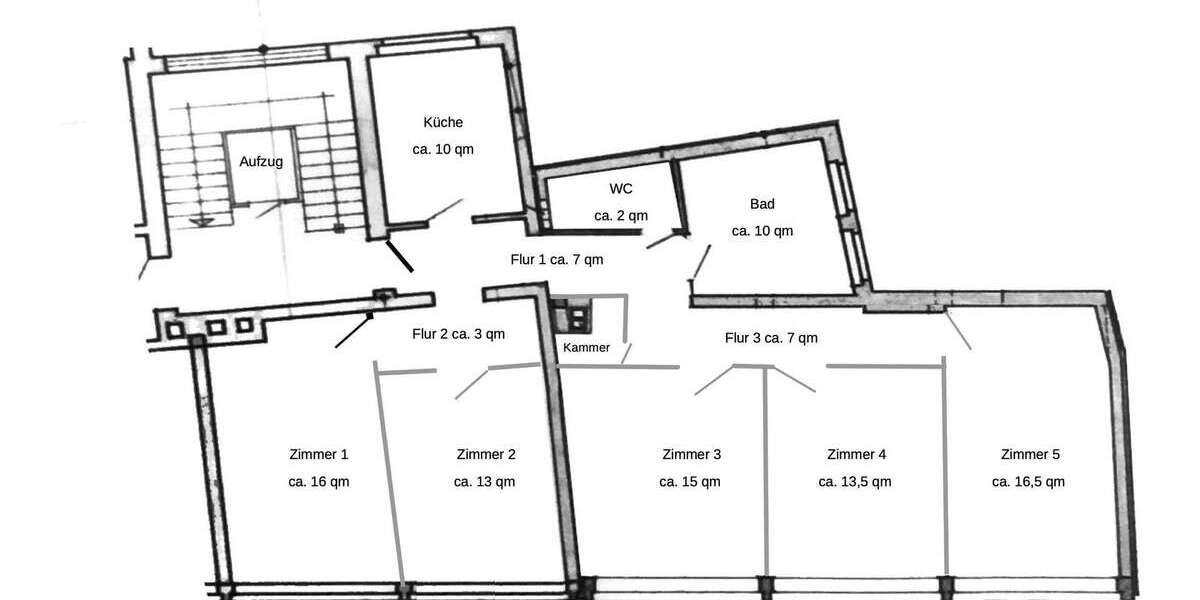 Etagenwohnung Duisburg Dellviertel - 5 Zimmer, 114 m&sup2;, 900&euro; | Angebot:24844080