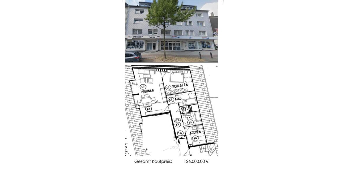 Etagenwohnung Herten - 3 Zimmer, 75 m&sup2;, 126.000&euro; | Angebot:25305233