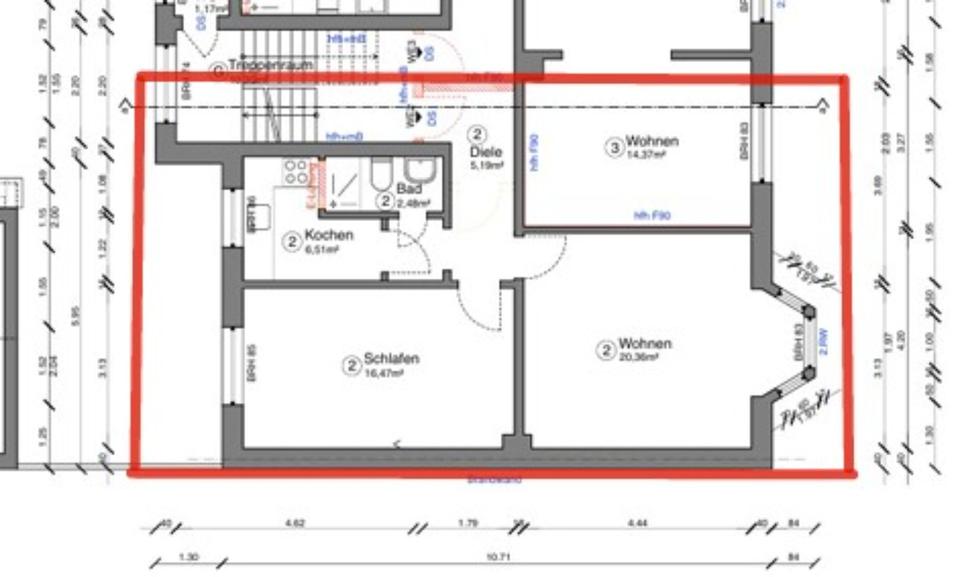Etagenwohnung Bochum Günnigfeld - 2 Zimmer, 51 m&sup2;, 510&euro; | Angebot:25444606