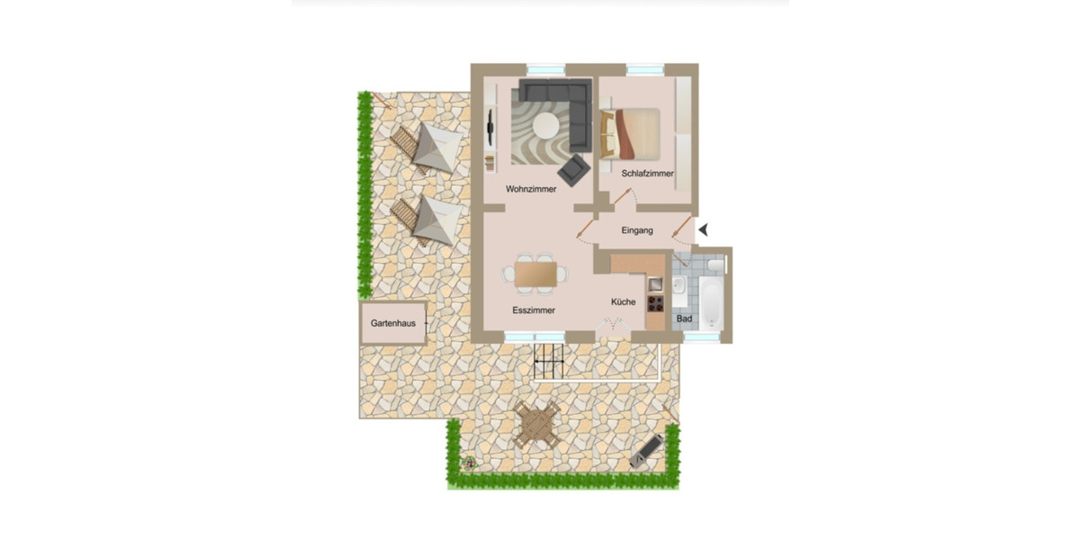 Möblierte Erdgeschosswohnung mit Stellplatz und Terrasse 2.5 zimmer