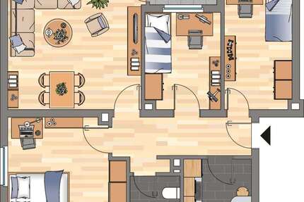 Wohnung Herne Wanne-Bickern - 4 Zimmer, 69 m&sup2;, 559&euro; | Angebot:27640510