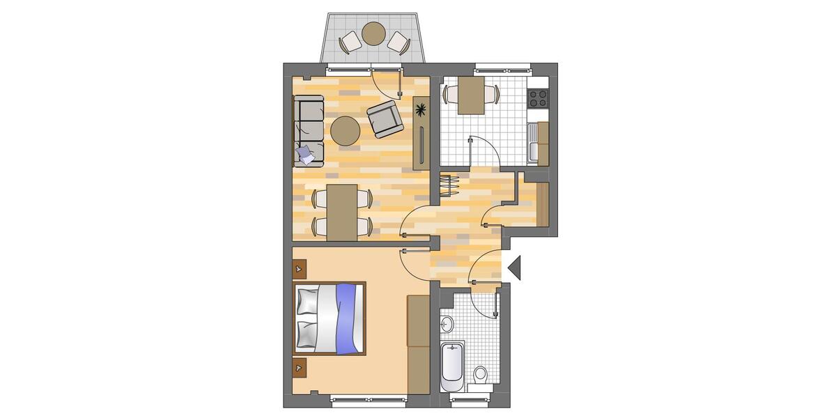 Etagenwohnung Recklinghausen Grullbad - 2.5 Zimmer, 50 m&sup2;, 216&euro; | Angebot:26343771