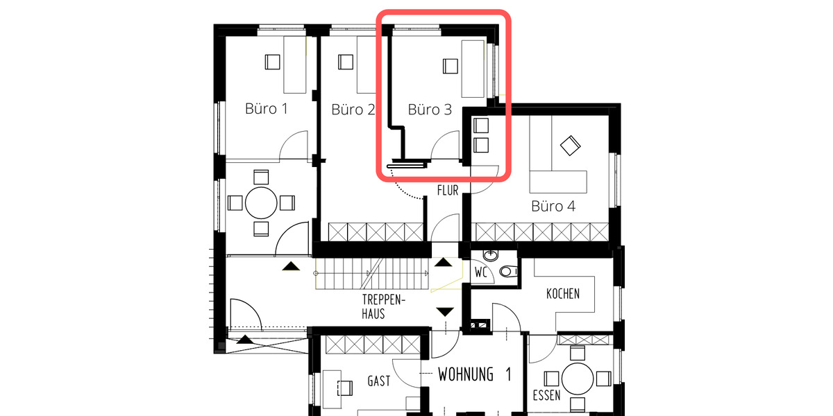 Helles ca. 10 qm Büro in Wesel - 247 Zugang, Parkplätze, 400€ warm zimmer