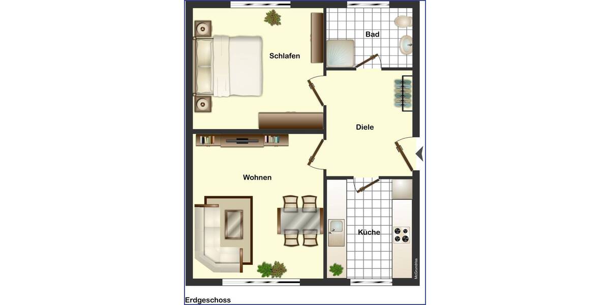 Etagenwohnung Mülheim an der Ruhr Broich - 2 Zimmer, 51 m&sup2;, 1.000&euro; | Angebot:26852283