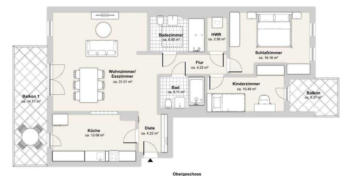 Etagenwohnung Düsseldorf Eller - 3 Zimmer, 107 m&sup2;, 1.890&euro; | Angebot:24608393