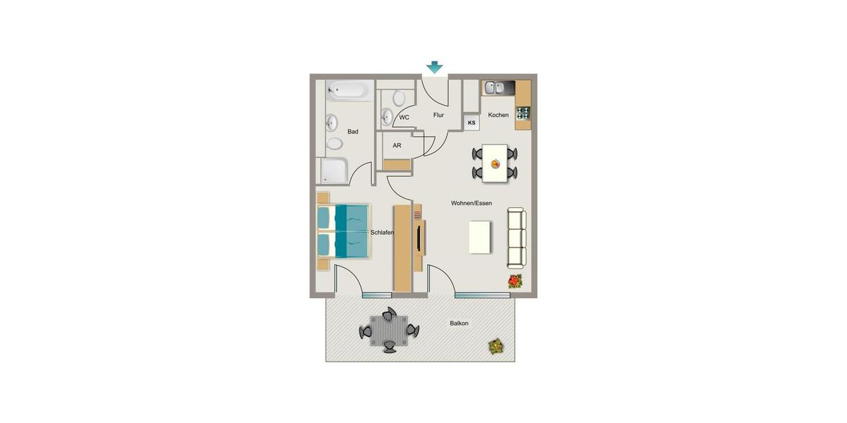 Etagenwohnung Bochum Wiemelhausen - 2.5 Zimmer, 64 m&sup2;, 903&euro; | Angebot:26449926
