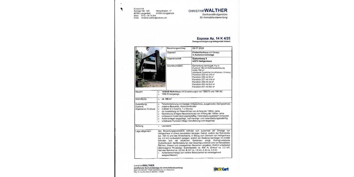 Einfamilienhaus Heiligenhaus - 7.5 Zimmer, 186 m&sup2;, 327.830&euro; | Angebot:27428316