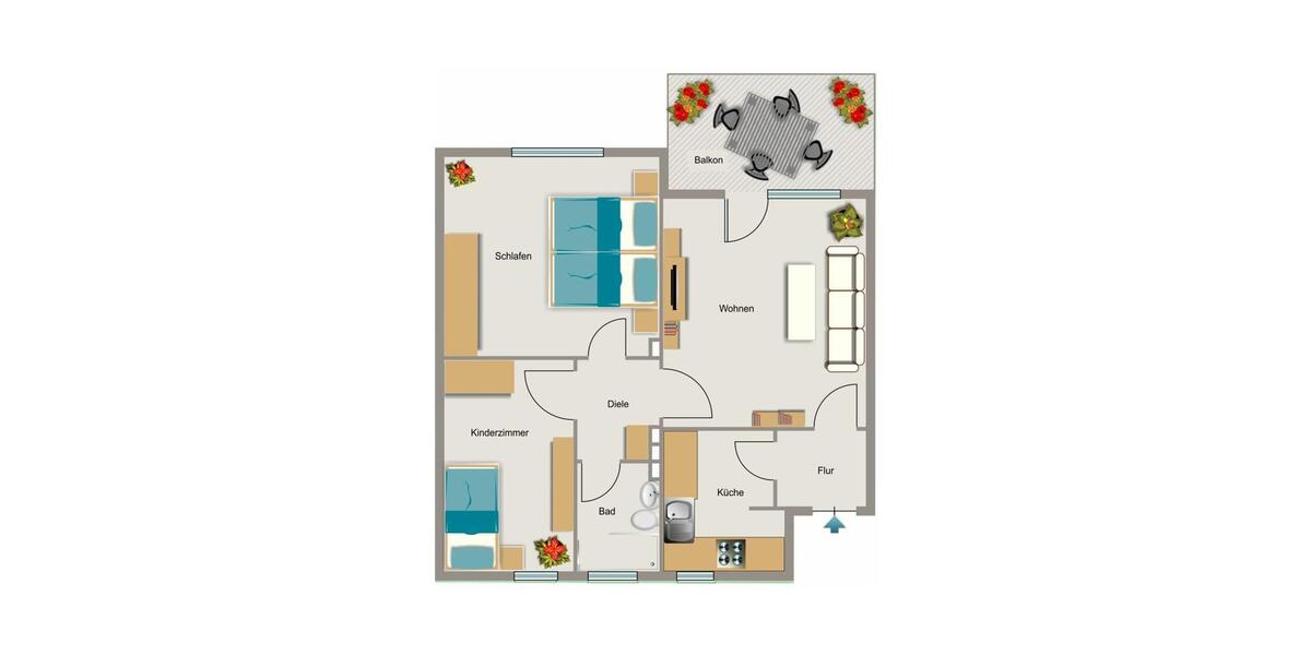Erdgeschoßwohnung Duisburg Walsum - 3.5 Zimmer, 60 m&sup2;, 575&euro; | Angebot:26358528