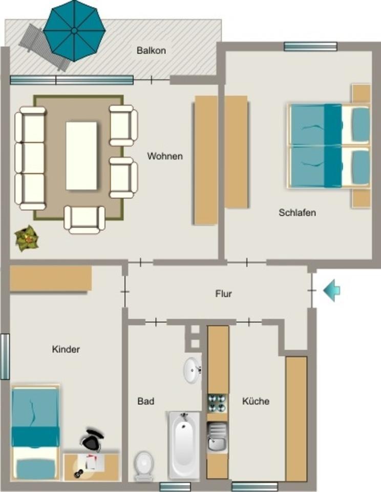 Hier ist Platz zum Wohnen zimmer