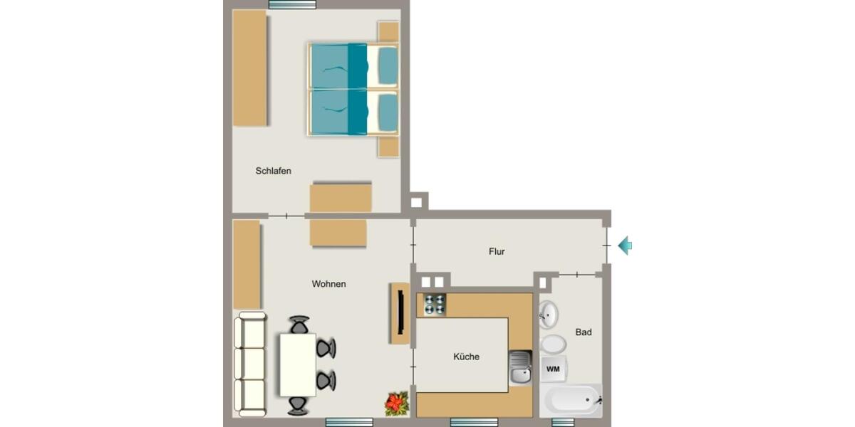 Erdgeschoßwohnung Kamp-Lintfort Lintfort - 2.5 Zimmer, 43 m&sup2;, 401&euro; | Angebot:25524167