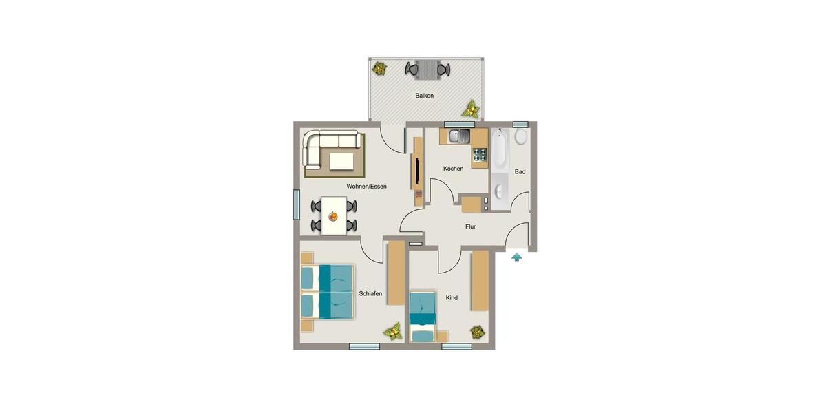 Erdgeschoßwohnung Voerde (Niederrhein) - 3.5 Zimmer, 52 m&sup2;, 390&euro; | Angebot:25409540