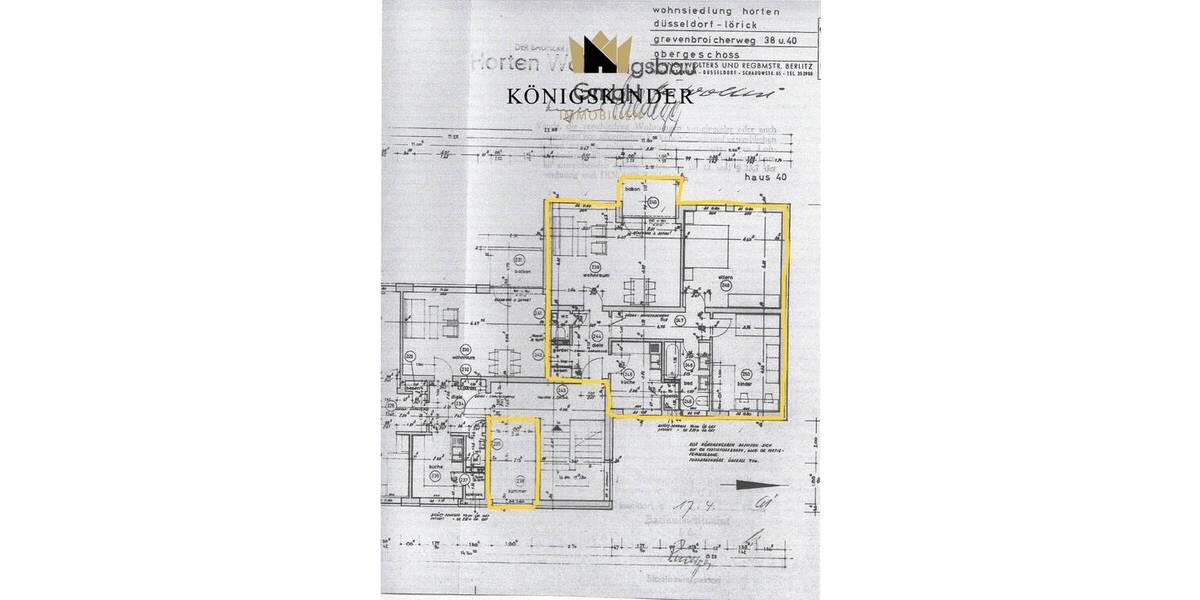 Etagenwohnung Düsseldorf Lörick - 4 Zimmer, 98 m&sup2;, 449.000&euro; | Angebot:23947607