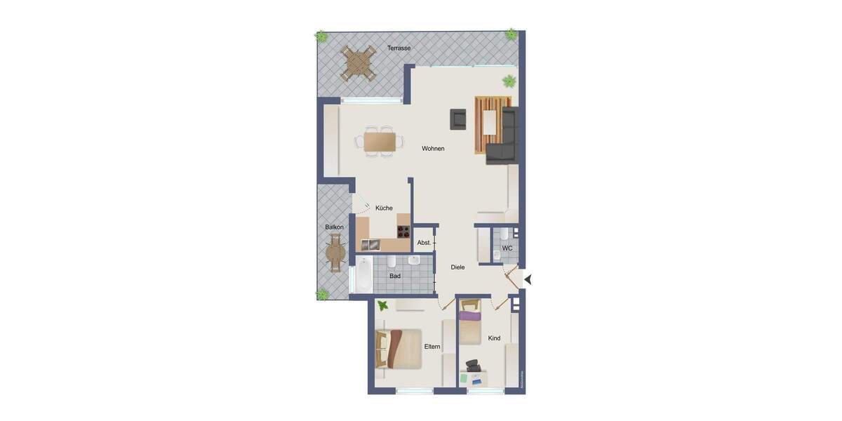 Etagenwohnung Mülheim an der Ruhr Saarn - 3 Zimmer, 94 m&sup2;, 1.300&euro; | Angebot:25670661