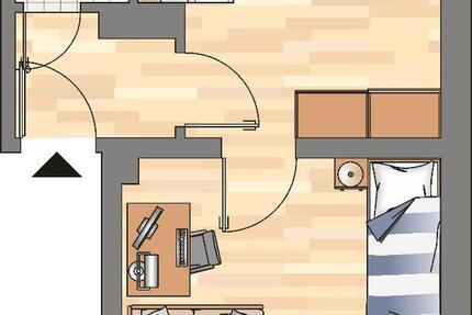 Bezugsfertige 1-Zimmer-Wohnung in Herne Mitte zu besichtigen, mit Tapete und Laminatboden. 1 zimmer