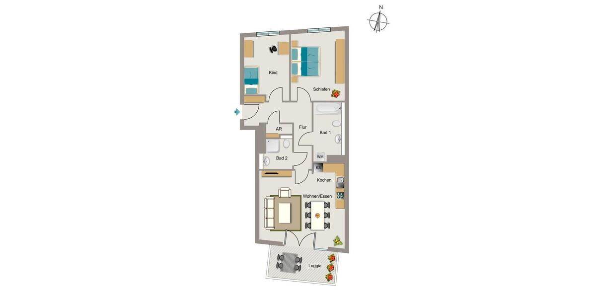 Etagenwohnung Düsseldorf Pempelfort - 3 Zimmer, 87 m&sup2;, 1.388&euro; | Angebot:26329903