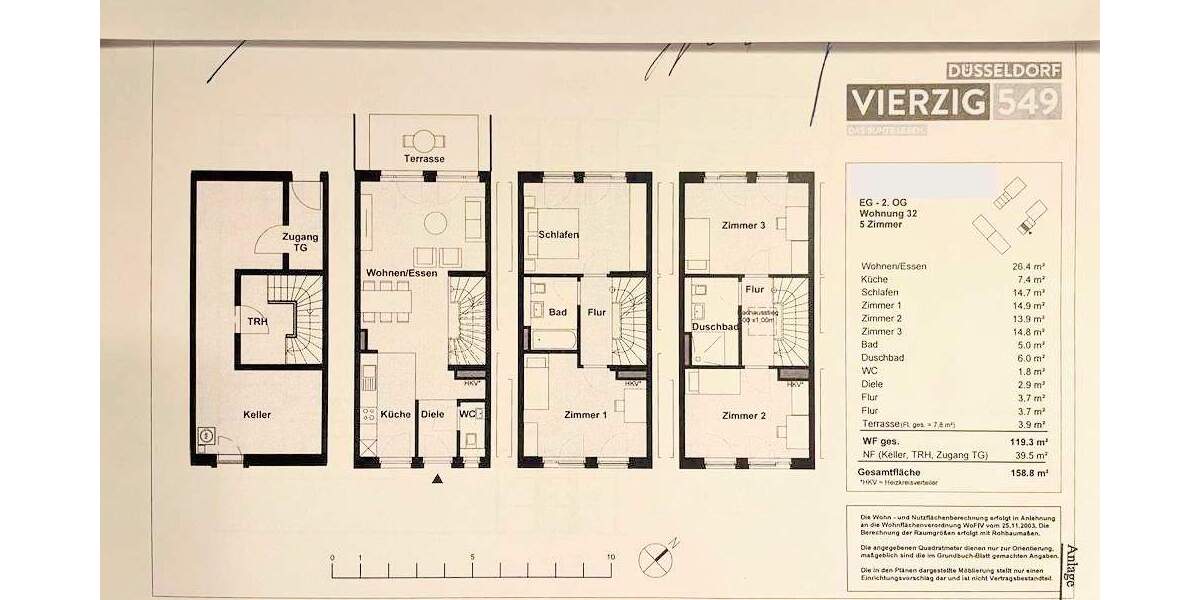 Mehrfamilienhaus, Wohnhaus Düsseldorf Heerdt - 5 Zimmer, 125 m&sup2;, 3.100&euro; | Angebot:25400416