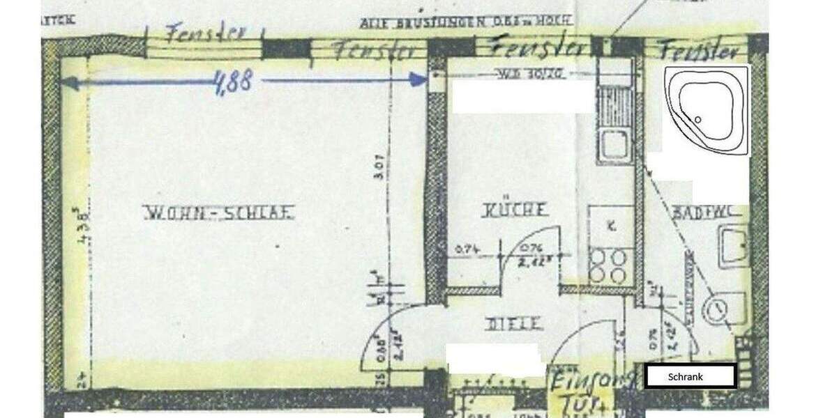 Etagenwohnung Gelsenkirchen Buer - 1 Zimmer, 38 m&sup2;, 380&euro; | Angebot:25657461