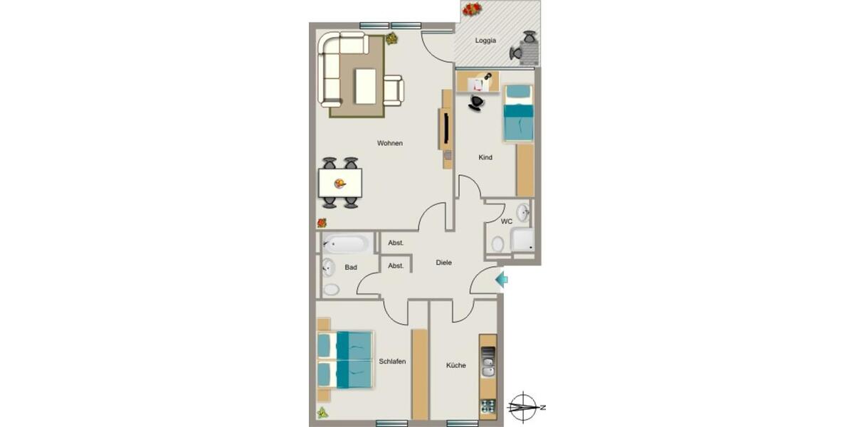 Etagenwohnung Meerbusch - 3.5 Zimmer, 86 m&sup2;, 955&euro; | Angebot:26227972