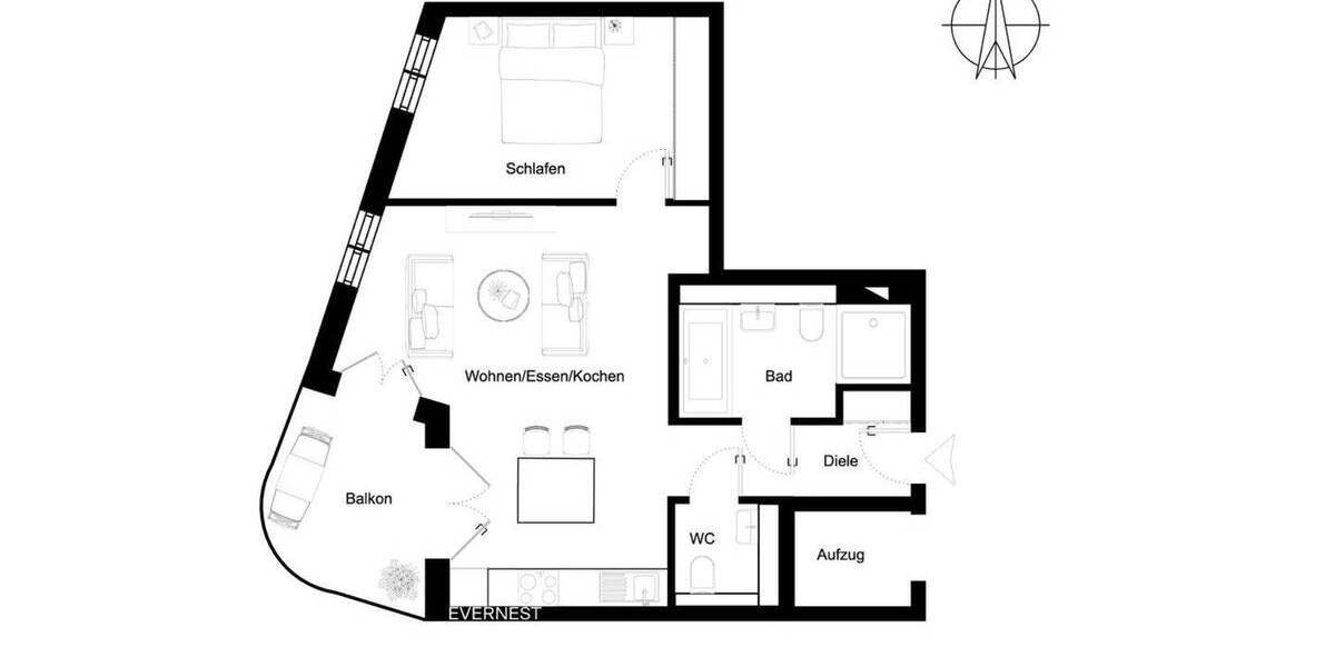 Etagenwohnung Essen Bredeney - 2 Zimmer, 67 m&sup2;, 599.000&euro; | Angebot:26499872