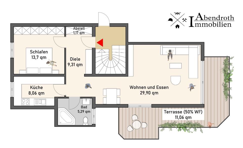 Eigentumswohnung mit zweiseitigen Balkon 2.5 zimmer