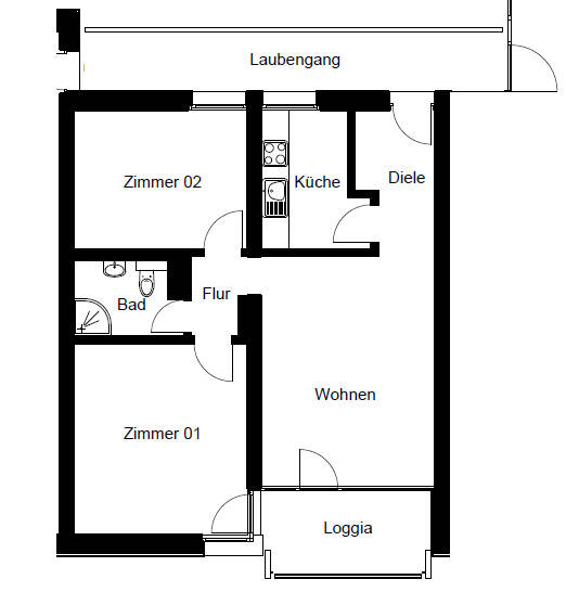 Etagenwohnung Gladbeck Zweckel - 3 Zimmer, 65 m&sup2;, 570&euro; | Angebot:26376600
