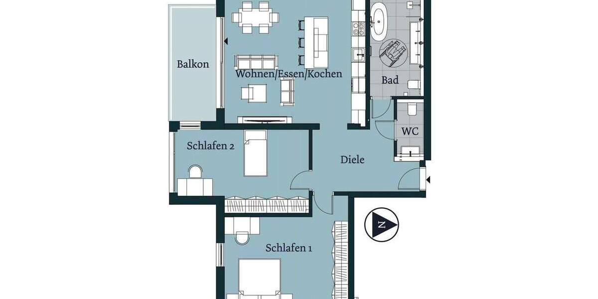 Etagenwohnung Düsseldorf Lohausen - 3 Zimmer, 102 m&sup2;, 726.000&euro; | Angebot:23951886