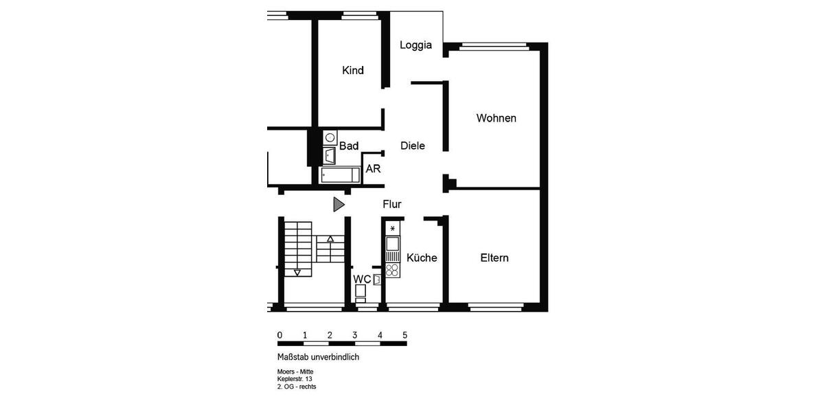 Etagenwohnung Moers - 3 Zimmer, 74 m&sup2;, 749&euro; | Angebot:25131694