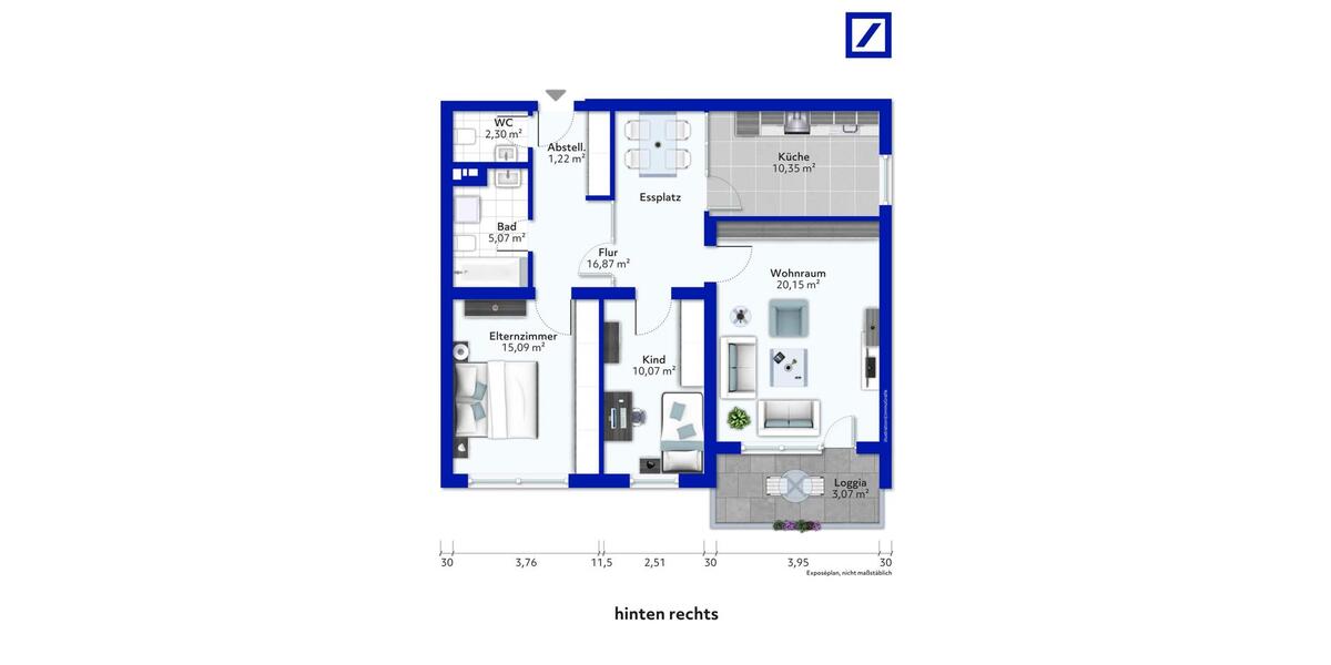 Etagenwohnung Bottrop Feldhausen - 3 Zimmer, 87 m&sup2;, 783&euro; | Angebot:26461062