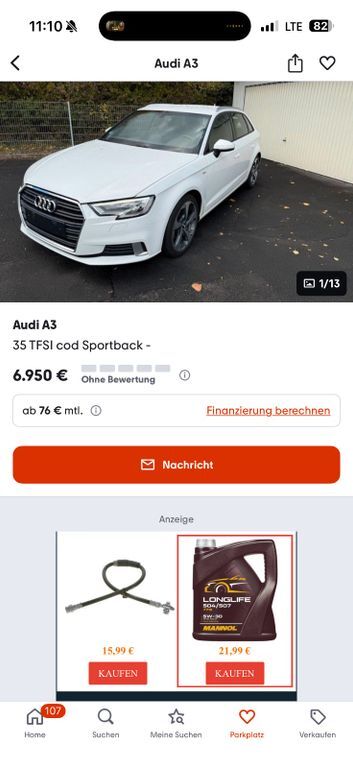 Audi A3 80.000 km 6.950 € Düsseldorf 40470