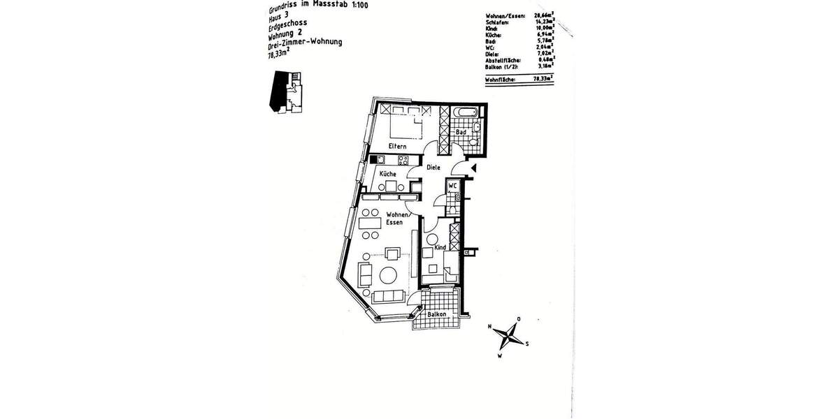 Etagenwohnung Krefeld Hüls - 3 Zimmer, 78 m&sup2;, 270.000&euro; | Angebot:24748502