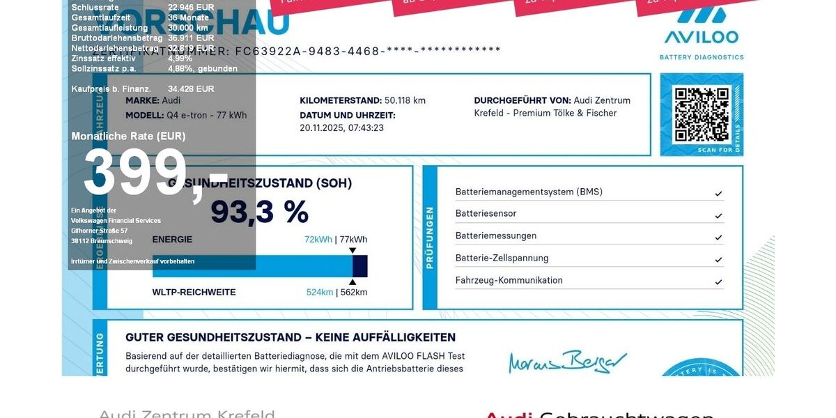 Audi Q4 e-tron 50.116 km 33.699 &euro; Krefeld 47805