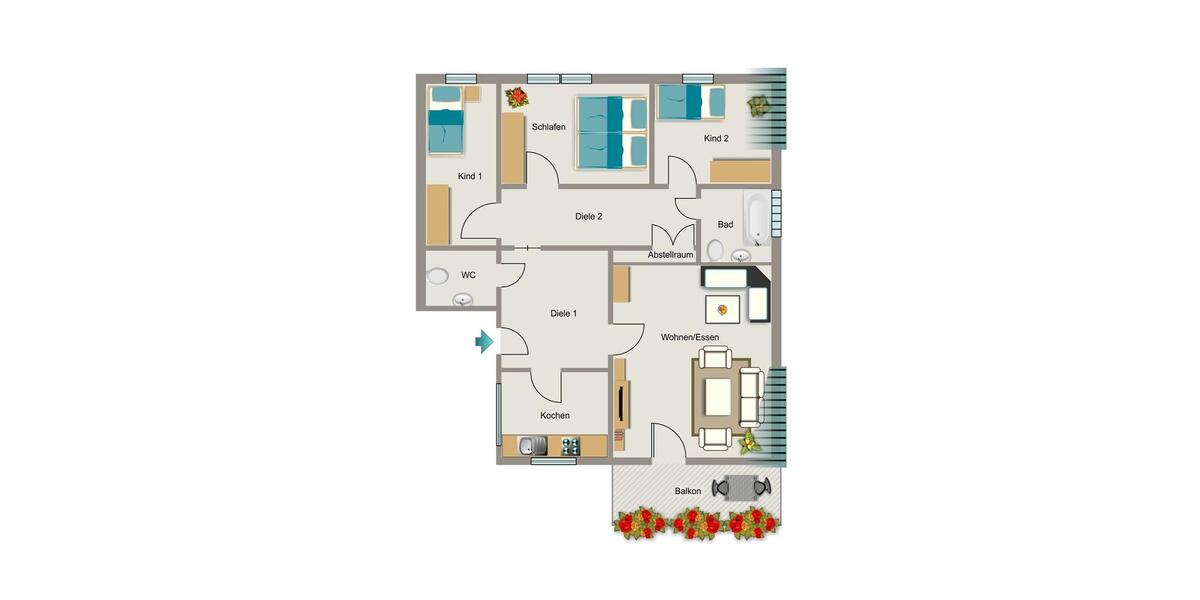 Dachgeschoßwohnung Duisburg Walsum - 4.5 Zimmer, 87 m&sup2;, 474&euro; | Angebot:26391507