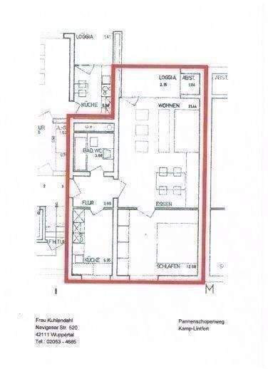 Etagenwohnung Kamp-Lintfort Geisbruch - 2 Zimmer, 51 m&sup2;, 535&euro; | Angebot:25313824