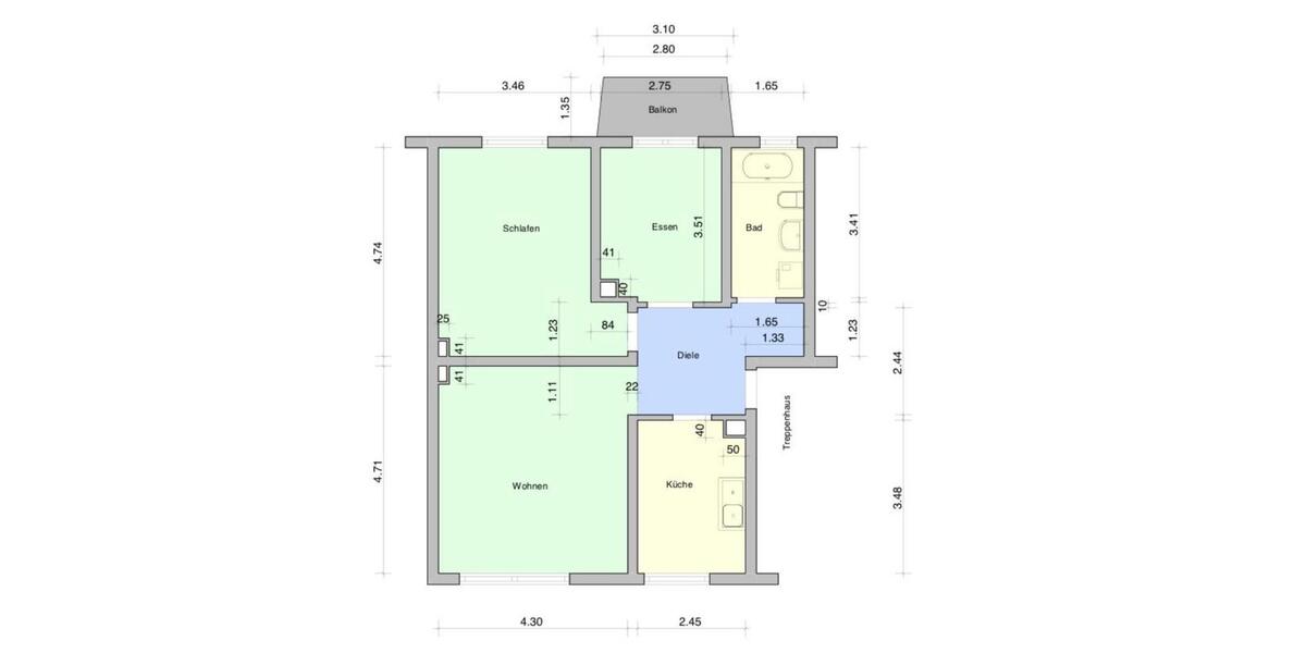 Modernisierte 3-Zimmer Wohnung zum Verkauf 2 zimmer