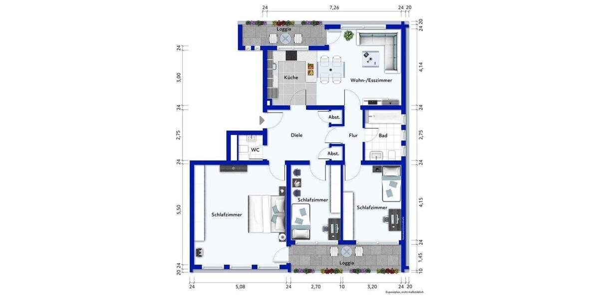 Krefeld-Bismarckviertel: Vierzimmerwohnung mit zwei Loggien und zwei Tiefgaragenstellplätzen 4 zimmer