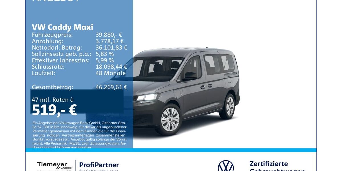 VW Caddy 6.871 km 39.330 &euro; Recklinghausen 45663