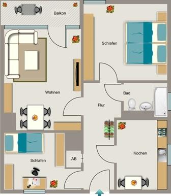 Etagenwohnung Gelsenkirchen Rotthausen - 3.5 Zimmer, 70 m&sup2;, 420&euro; | Angebot:25409583