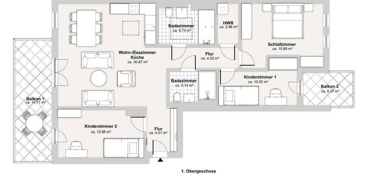 Etagenwohnung Düsseldorf Eller - 4 Zimmer, 108 m&sup2;, 1.750&euro; | Angebot:26501601