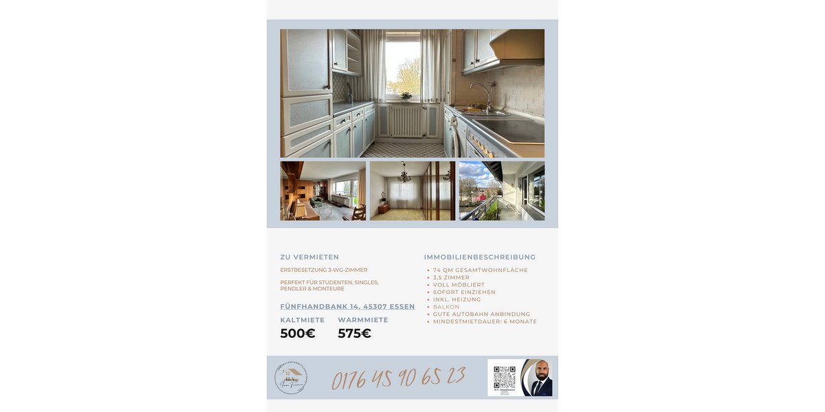 Zimmer Essen-Kray Kray - 3 Zimmer, 575&euro; | Angebot:26897941